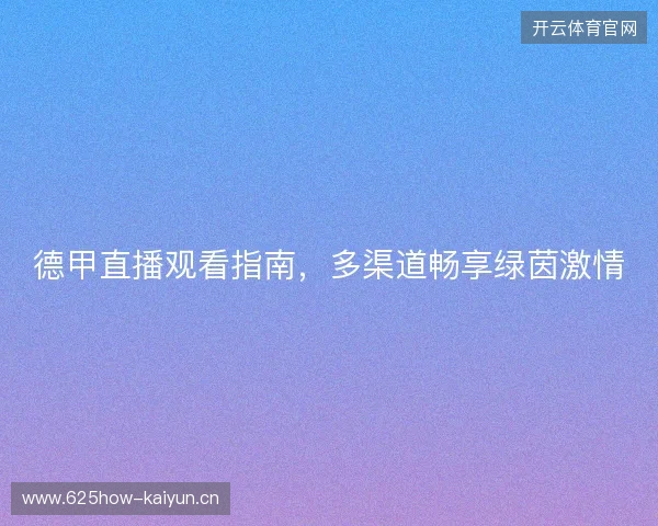 德甲直播观看指南，多渠道畅享绿茵激情